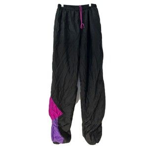 Vintage 90s Givenchy Active Track Pants Size S Windbreaker Nylon blk purple pink